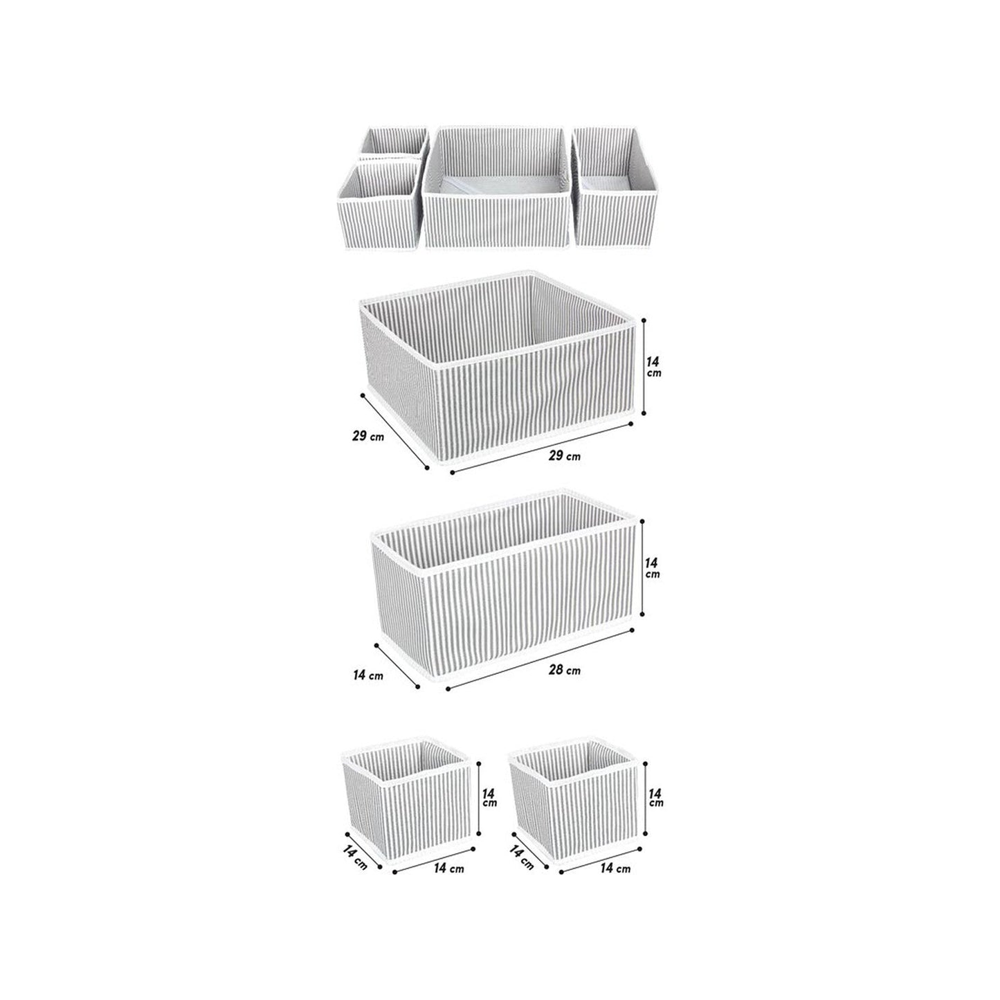 Set of four boxes drawer organizers