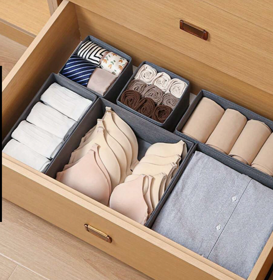 Set of six boxes storage organizers