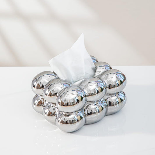 Silver Ceramic Tissue Box